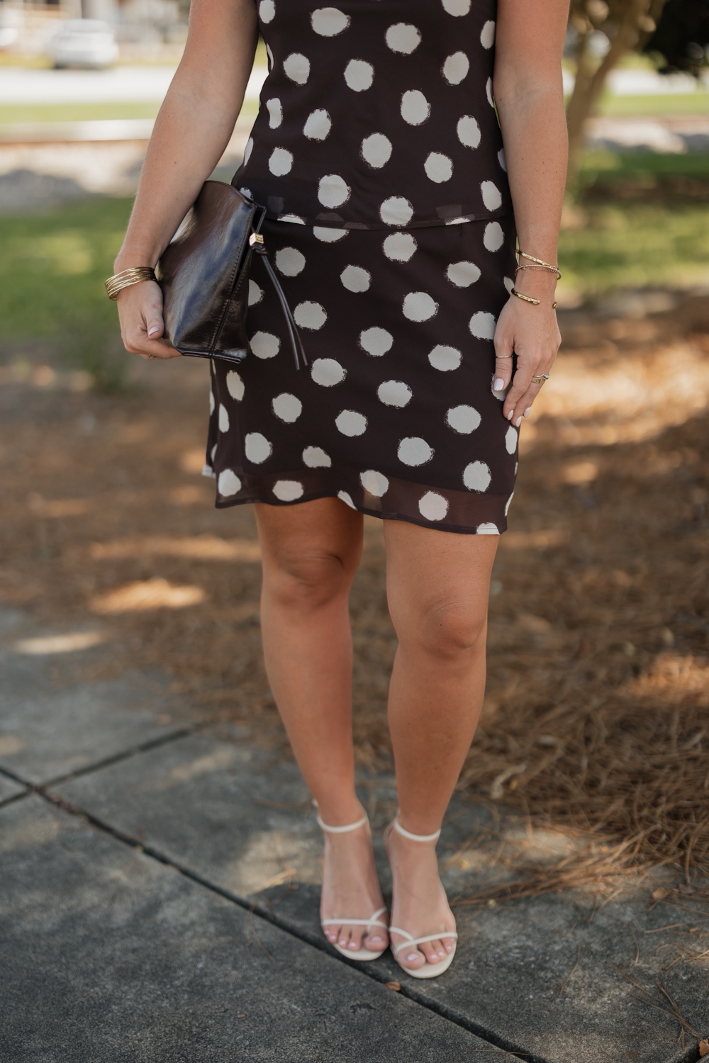 Sully Brown Polka Dot Long Skirt