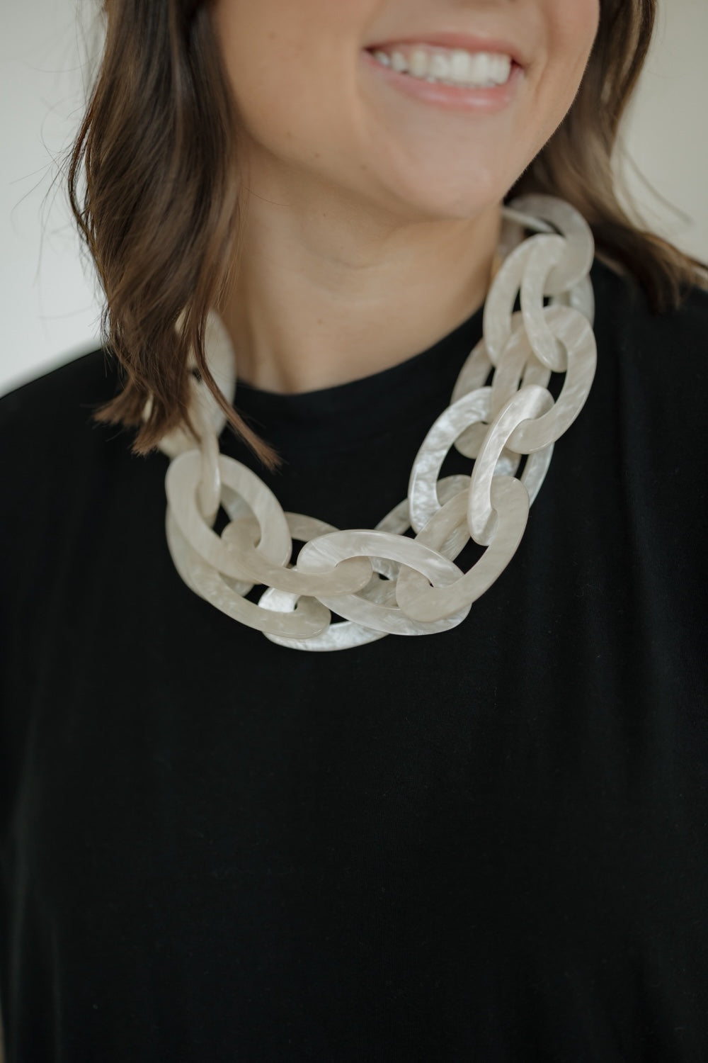 Ivory Layered Oval Link Necklace