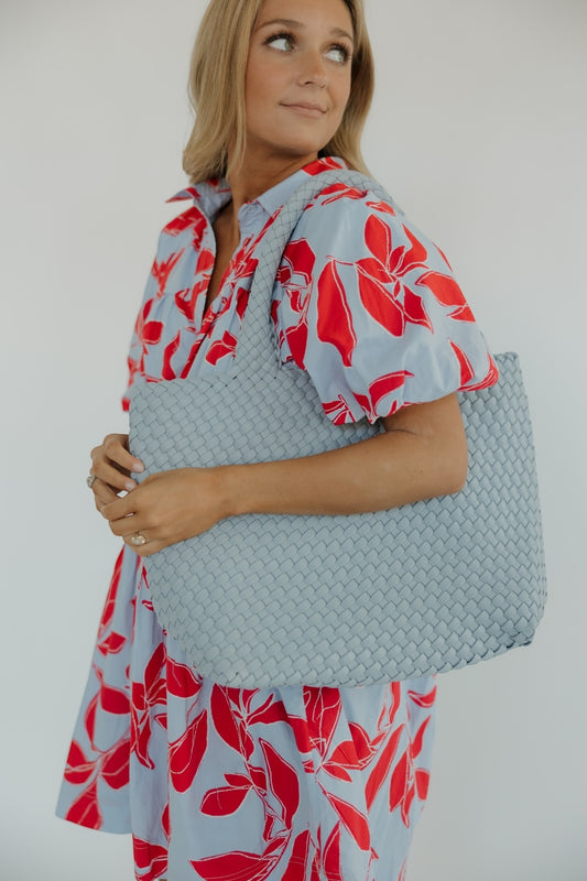 Baby Blue Woven Tote