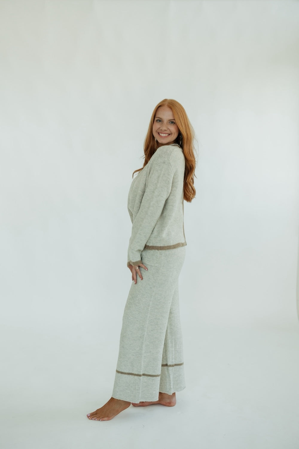 Grey/Brown Contrast Knitted Pants