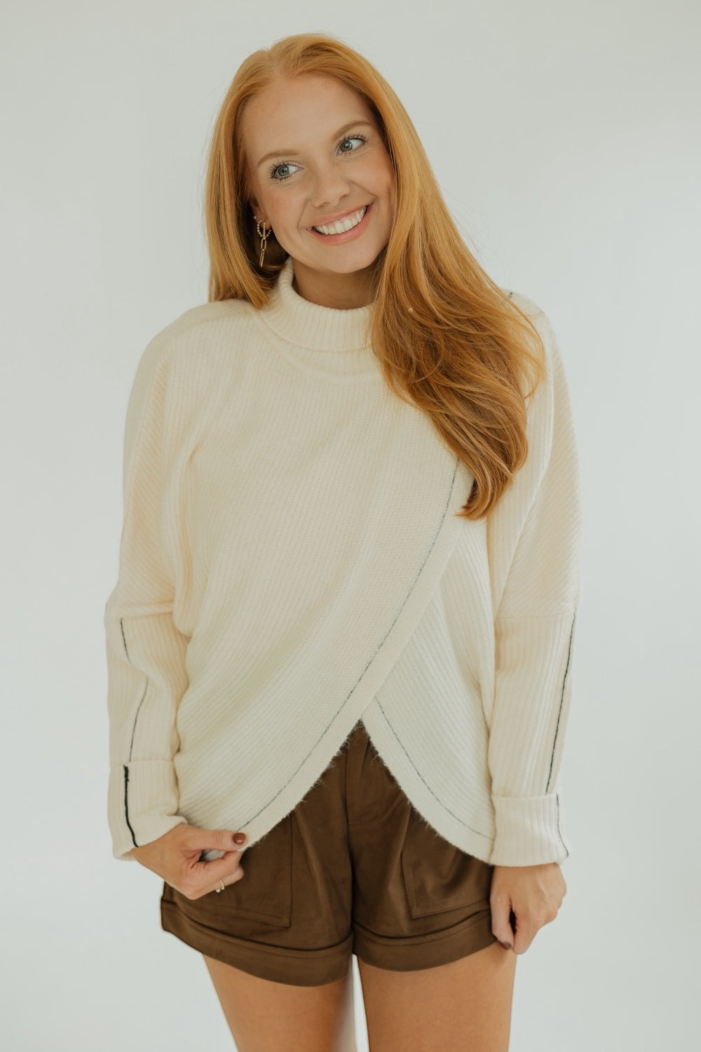 Corrine Contrast Stitch Criss Cross Sweater