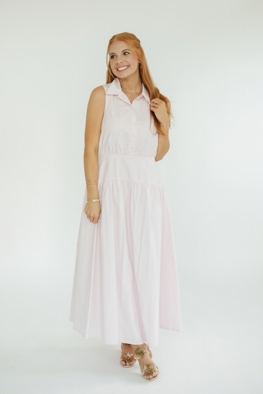 Joanie Pink Midi Shirt Dress