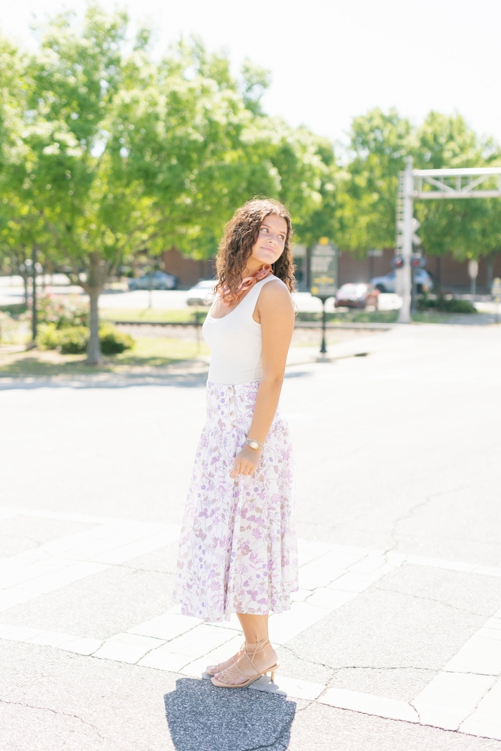 Sherri Lavender Floral Wrap Skirt