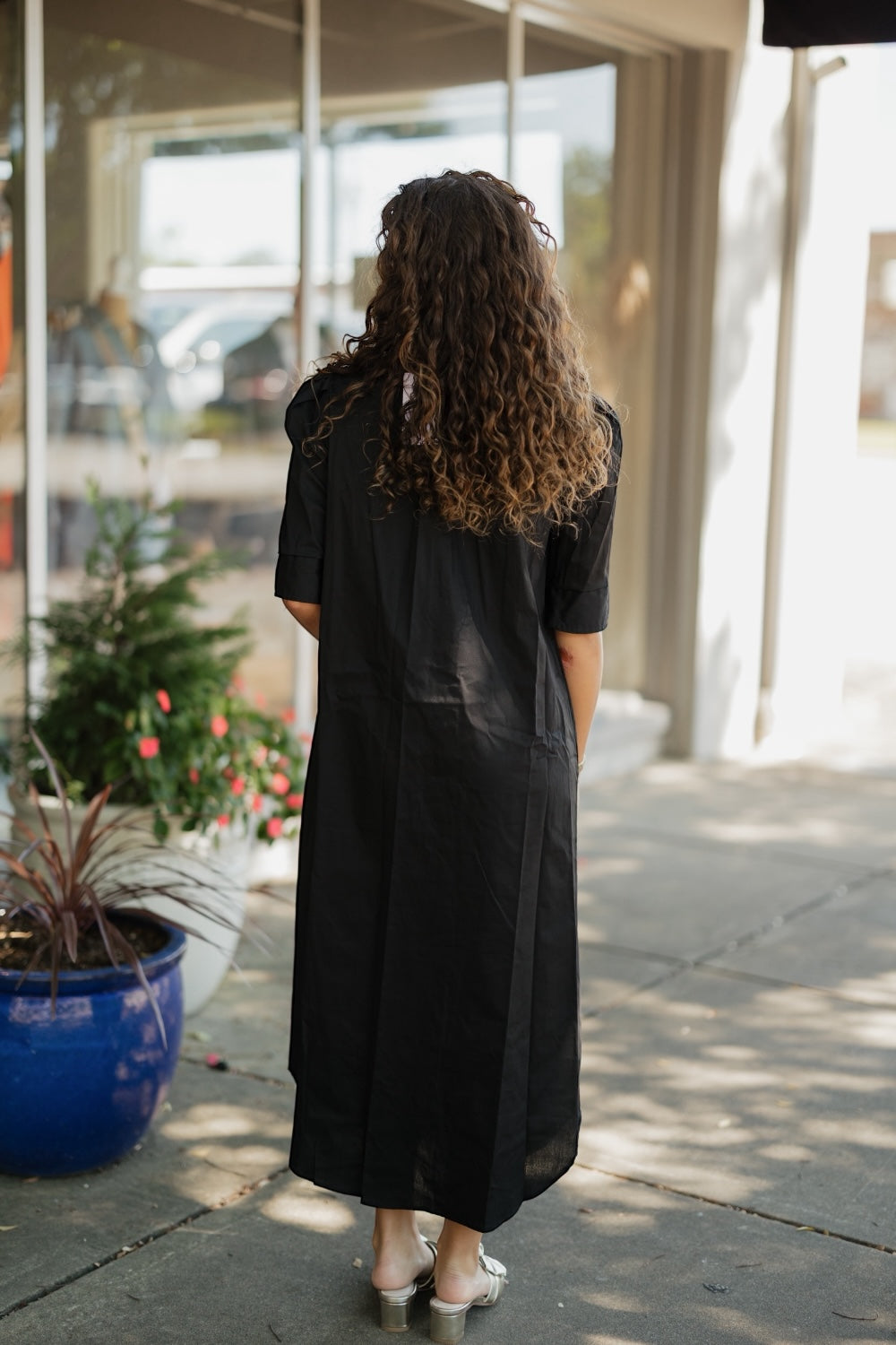 Nina Black Ruffle Collar Shirt Dress (S-3XL)