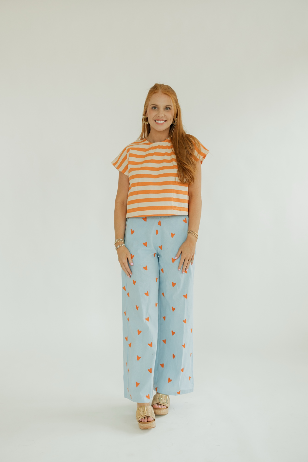 Orange Striped Crop Tee (XS-XL)