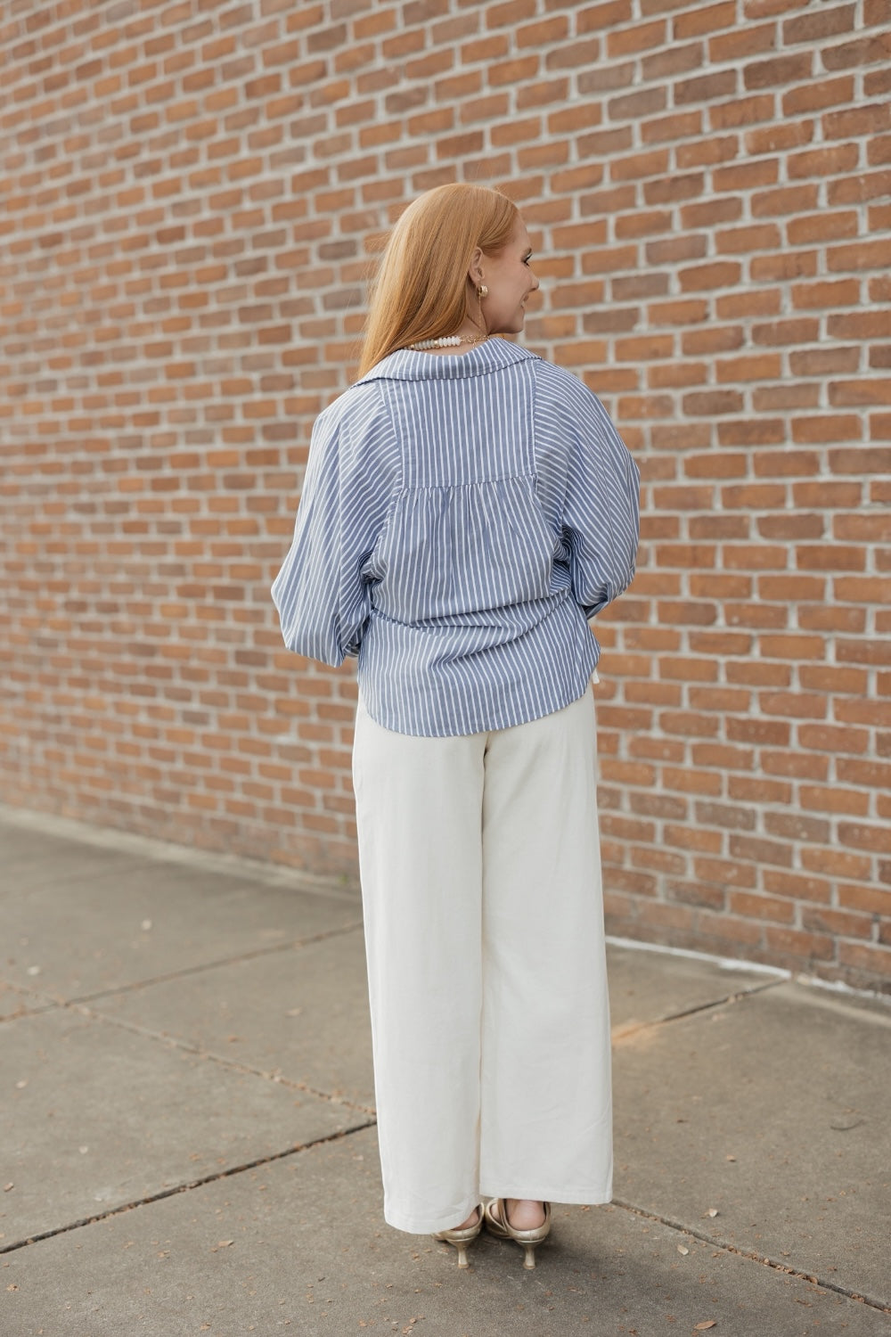 Brooks Navy Pinstripe Button Up (S-3XL)