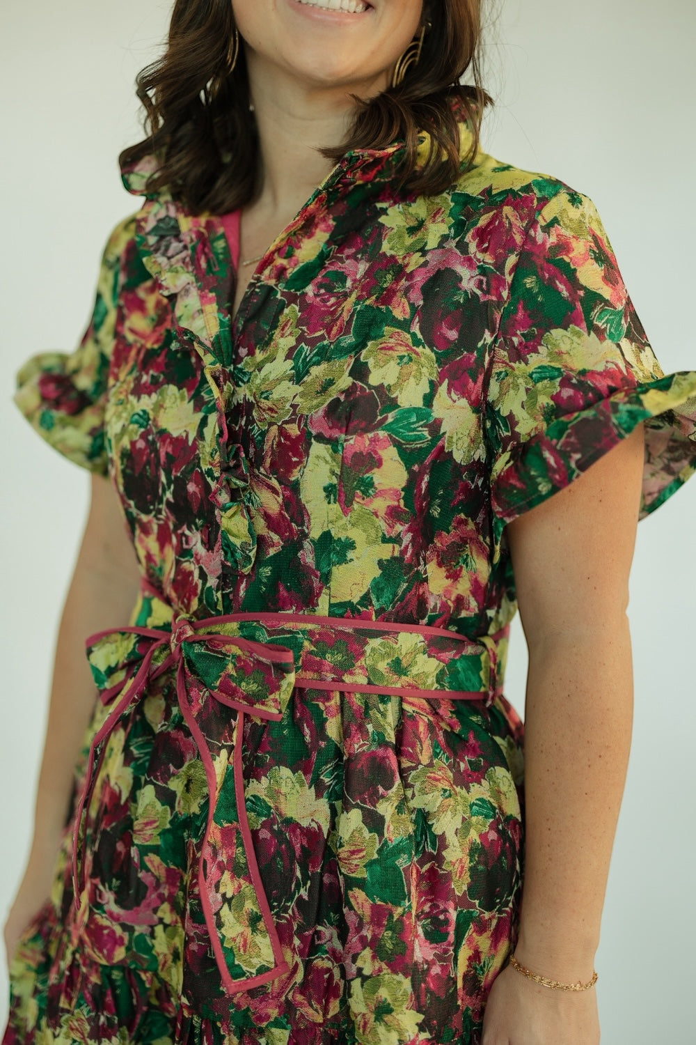 Lena Floral Jacquard Maxi Dress