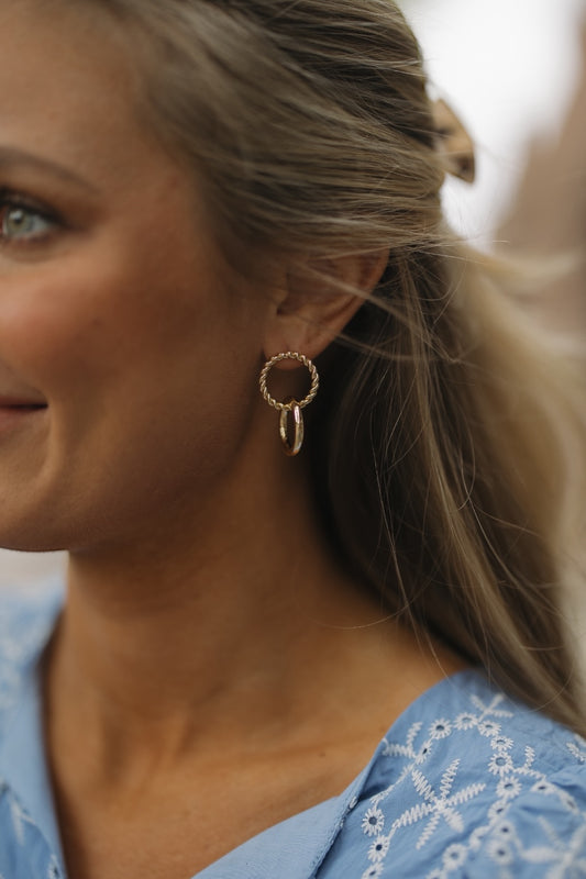 Gold Linked & Textured Circle Earrings