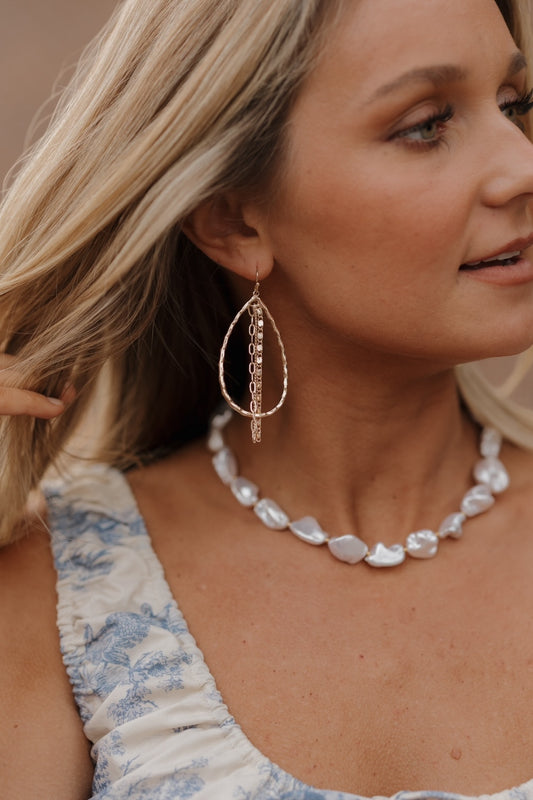 Chain Drop Oval Earrings