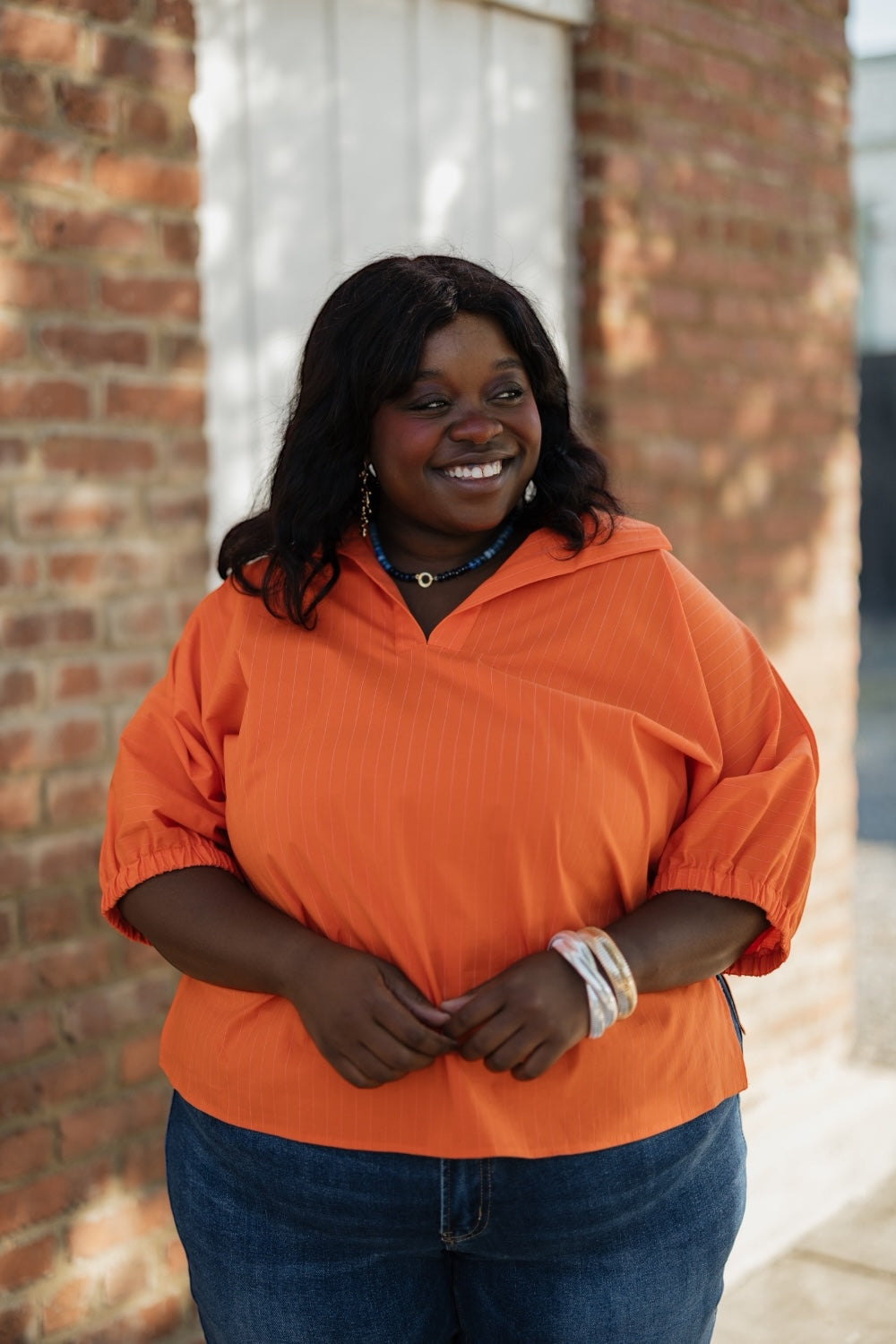 Sloan Orange Pinstripe Top (S-3XL)