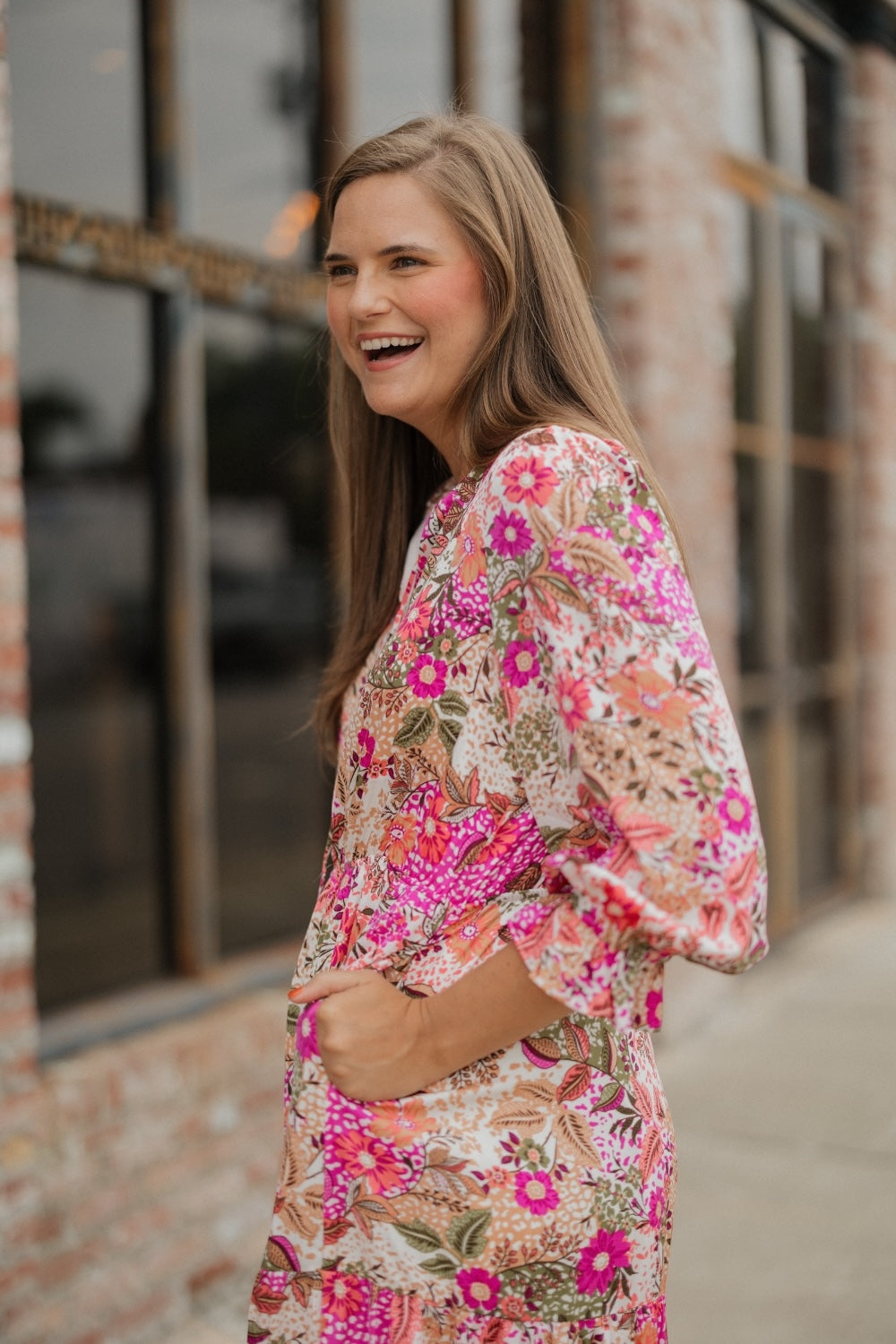 Ophelia Fall Floral Orchid Midi Dress (XS-3XL)