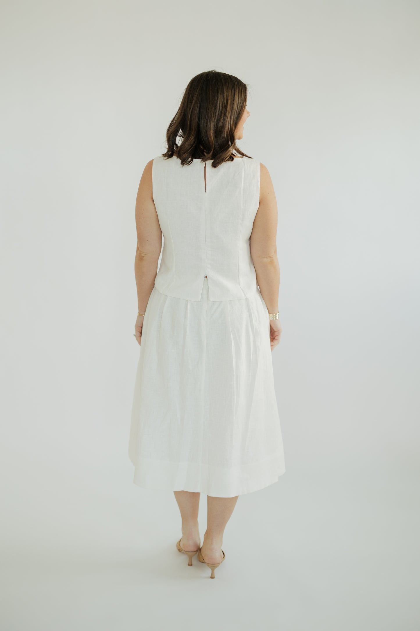 Josefina Off White Linen Sleeveless Top