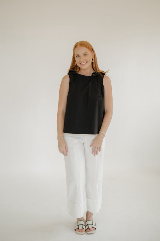 Black Tie Neck Blouse