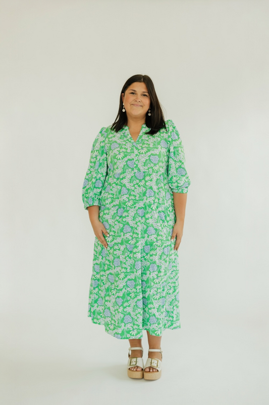 Cameron Daisy Chain Green Midi Dress (XS-2XL)