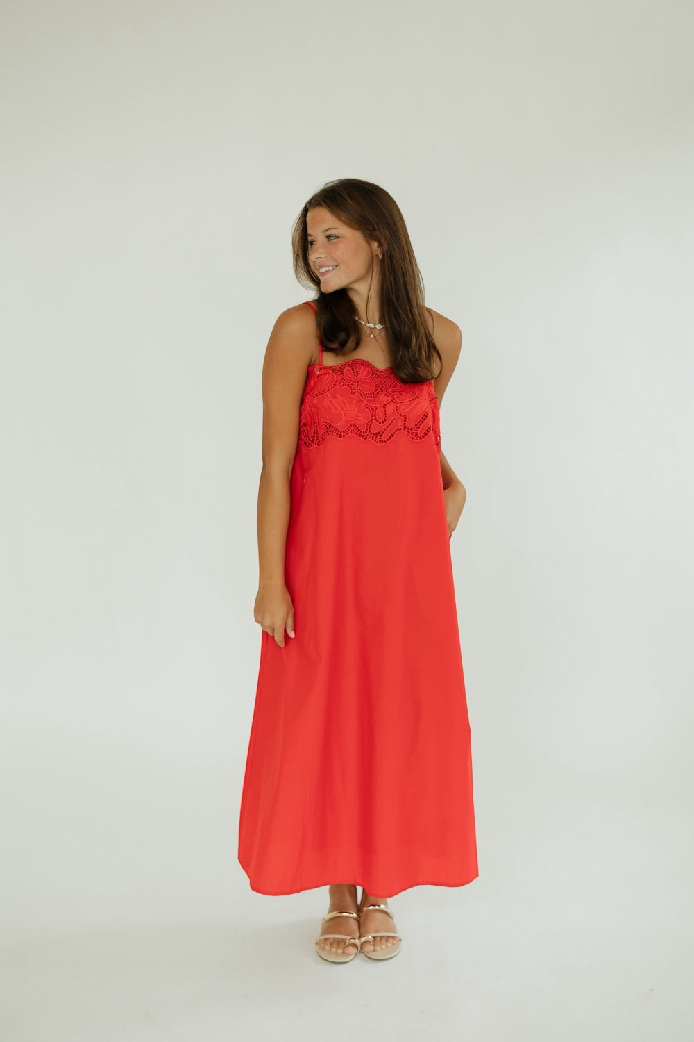 Rey Red Eyelet Maxi Dress
