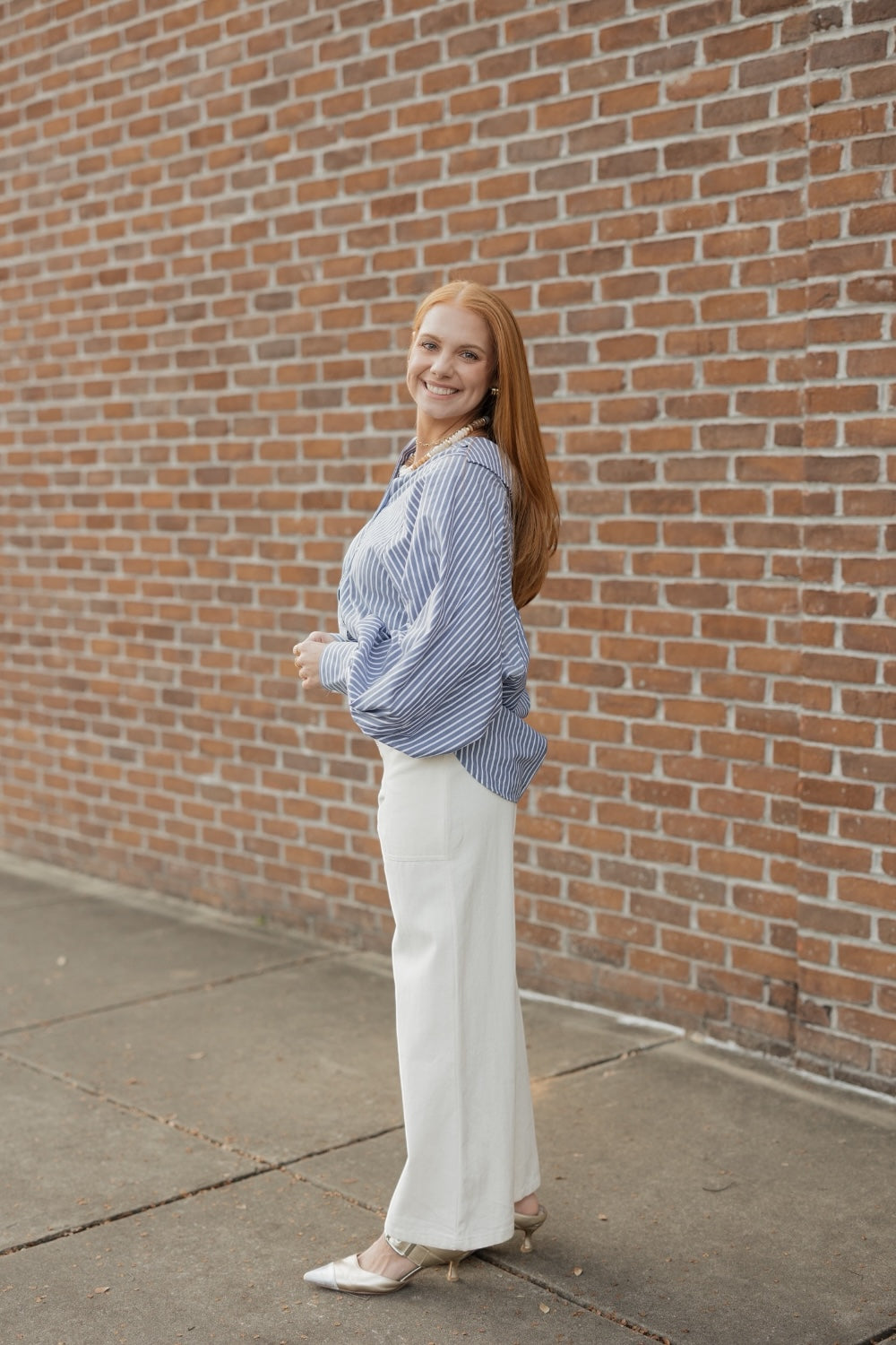 Brooks Navy Pinstripe Button Up (S-3XL)