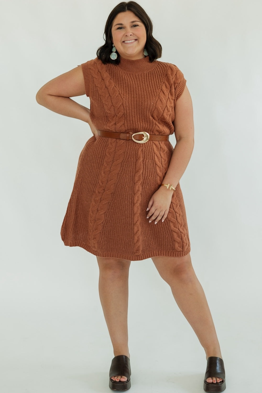 Rust Oversized Sweater Dress (S-3XL)