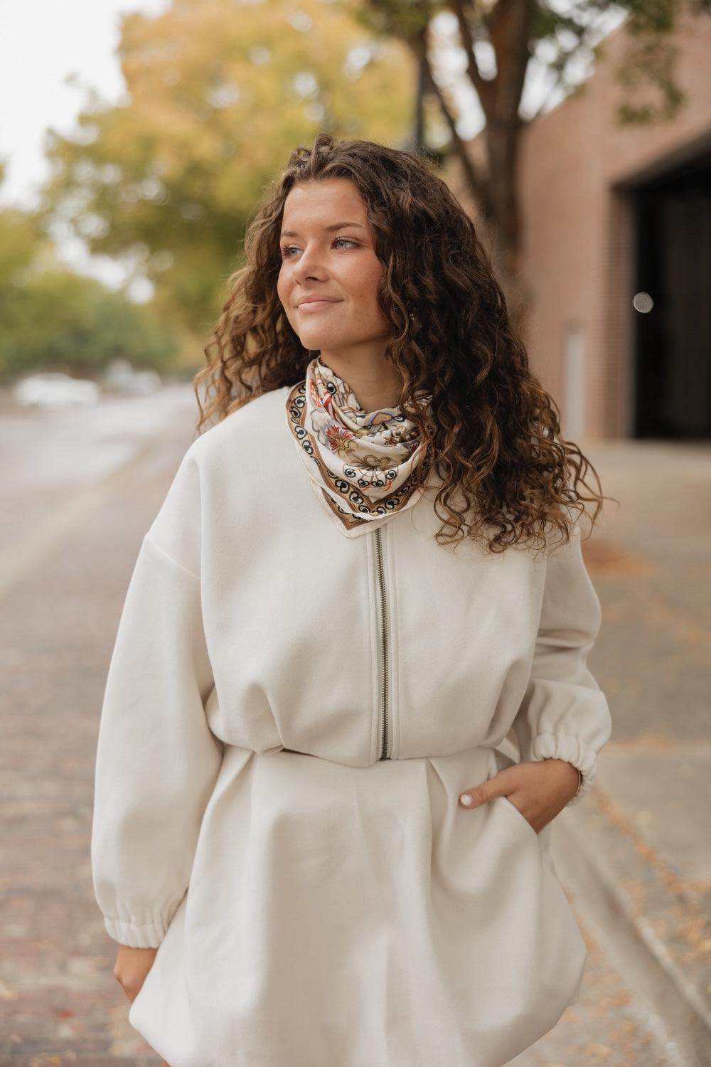 Sarah Cream Bubble Hem Cropped Jacket