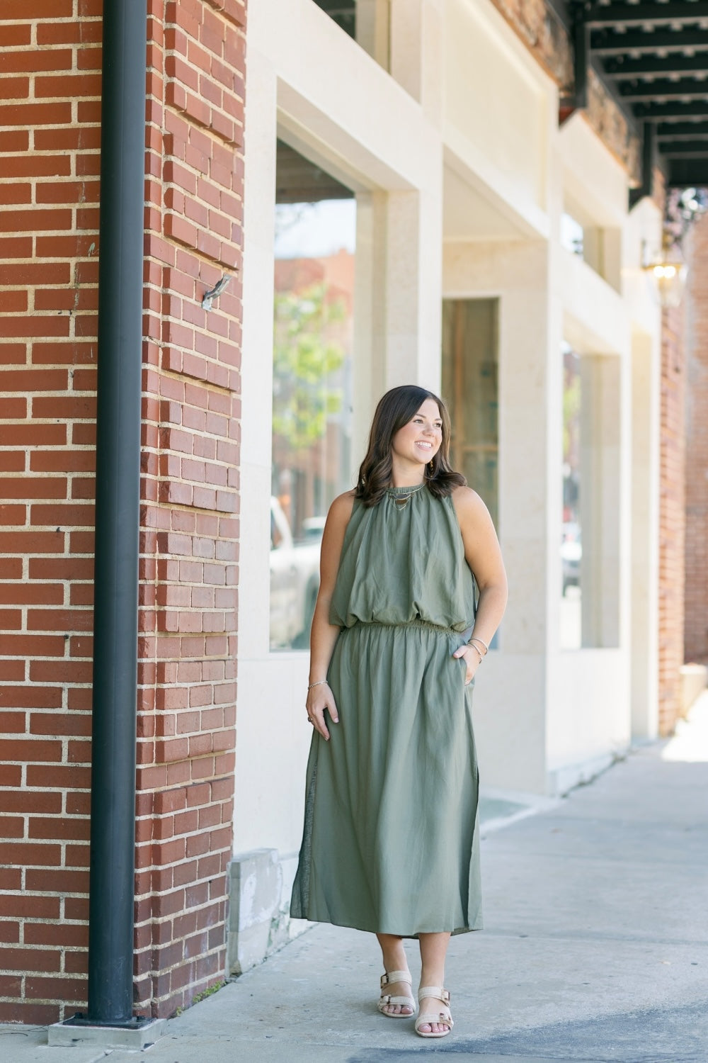 Reid Sage Side Slit Maxi Skirt