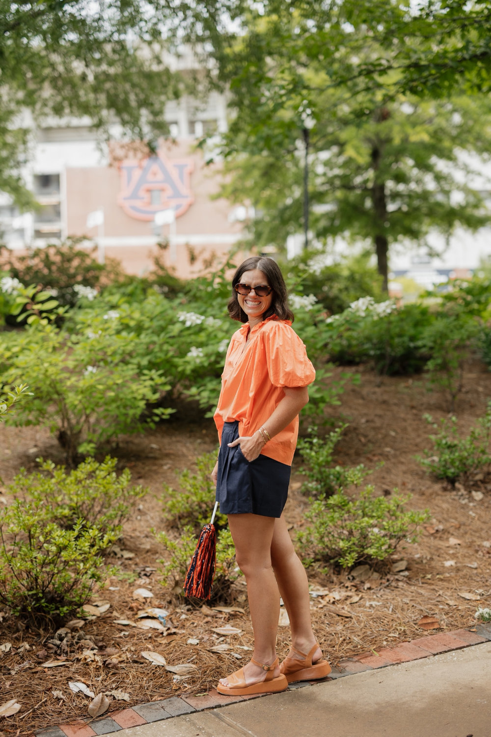 Patti Ruffled Neck Soft Orange Blouse