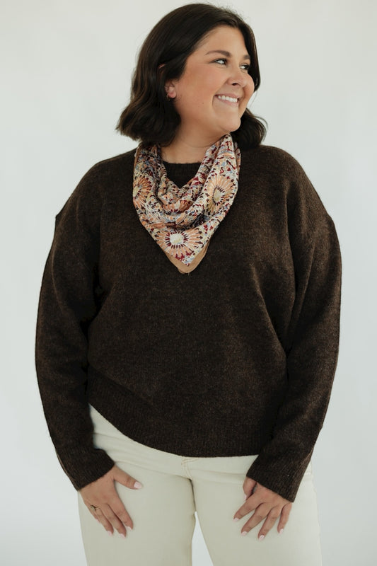 Chocolate Brown Crew Neck Sweater