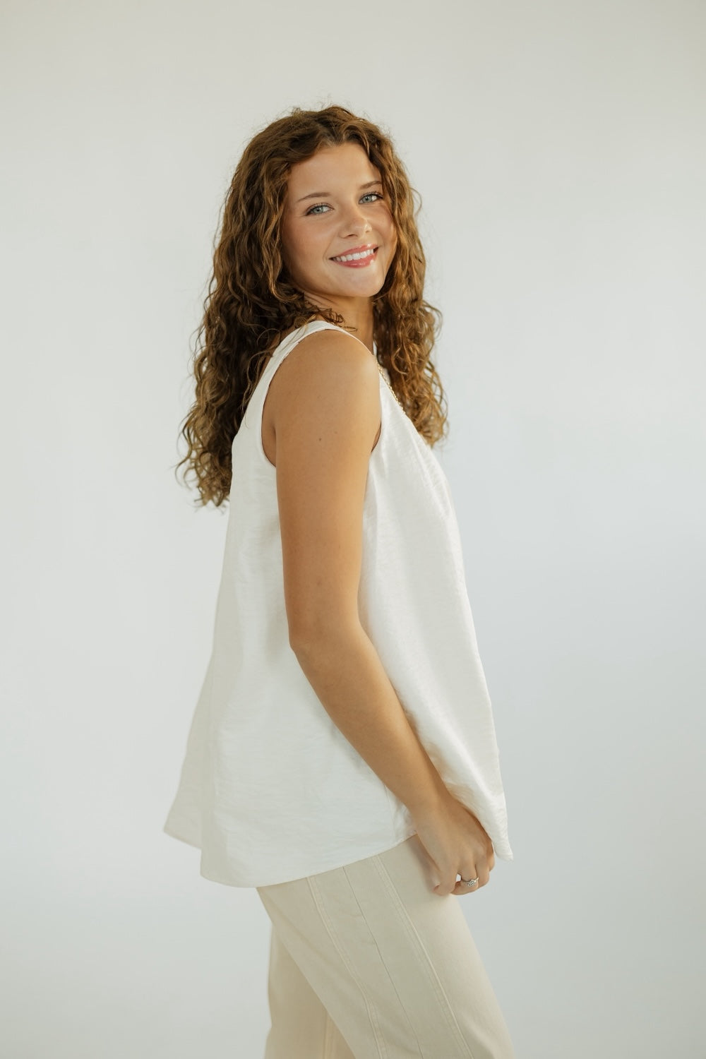 Sadie Cream Satin Babydoll Top