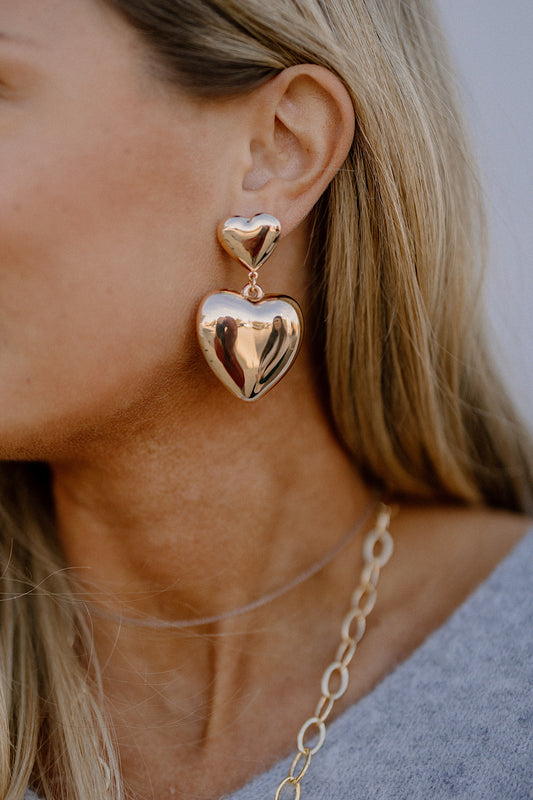 Bold Double Heart Dangle Earrings