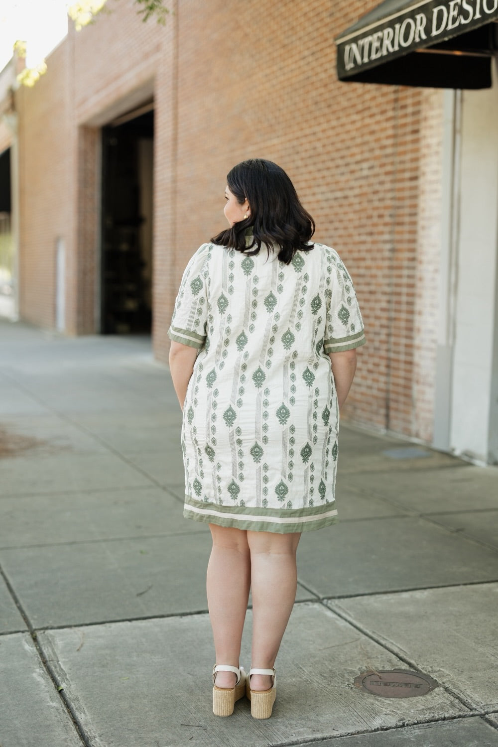 Dana Sage Embroidered Shift Dress