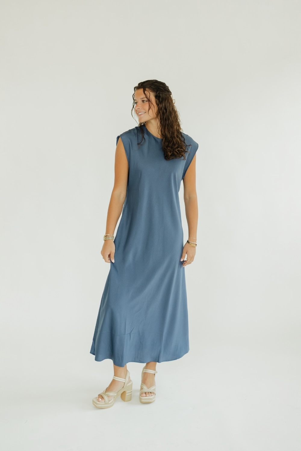 Amanza Azurite Satin Midi Dress
