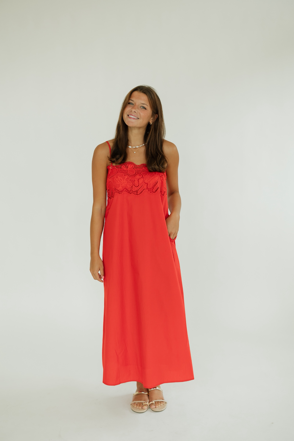 Rey Red Eyelet Maxi Dress