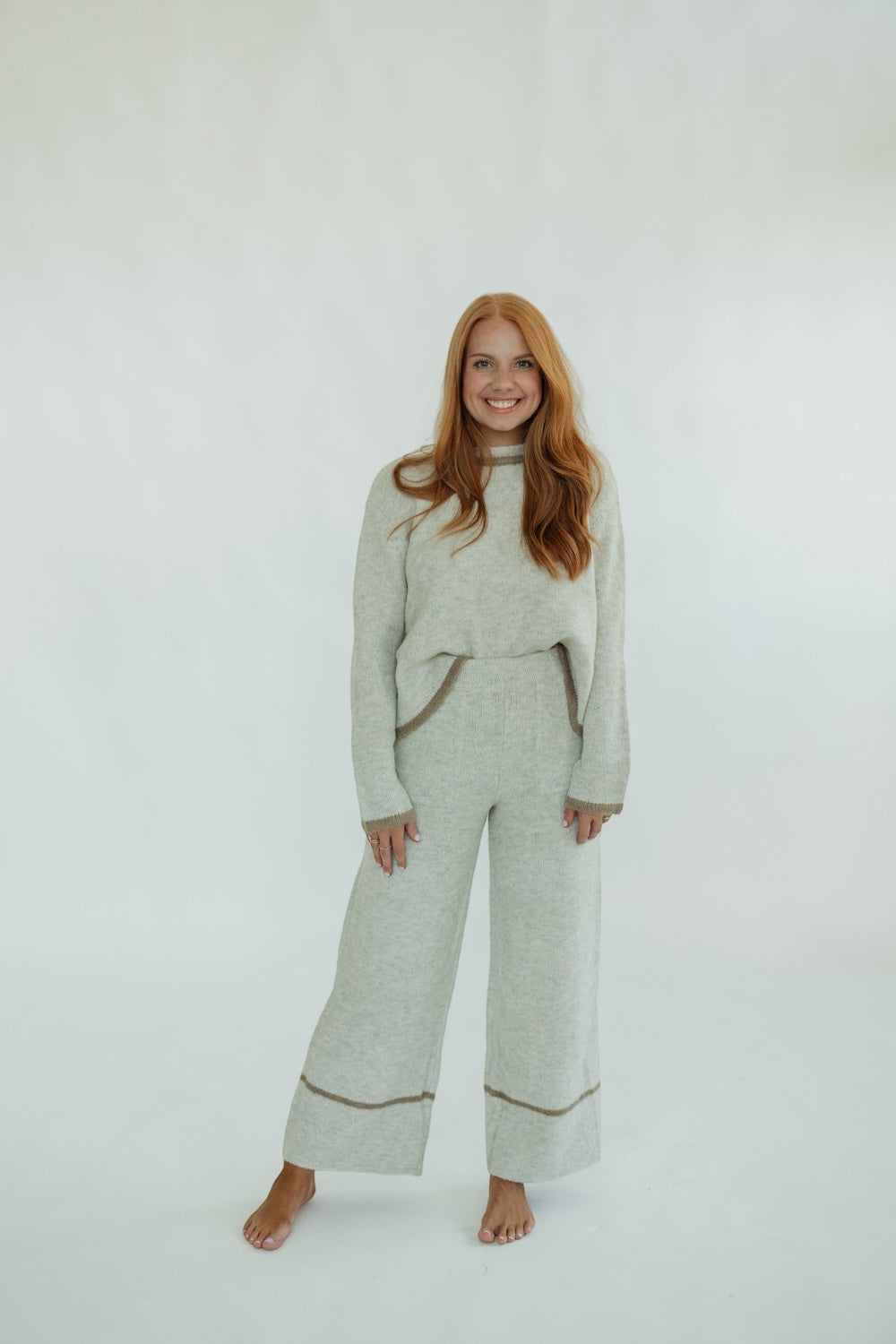 Grey/Brown Contrast Knitted Pants