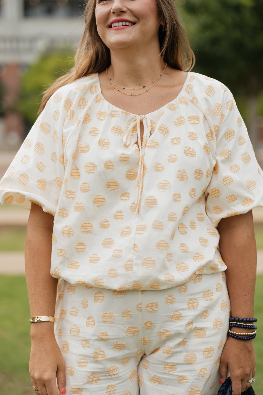 Tatum Honey Drops Bubble Hem Top (S-3XL)