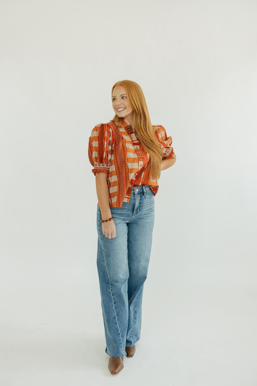 Julie Cinnamon Patterned Blouse (S-2XL)