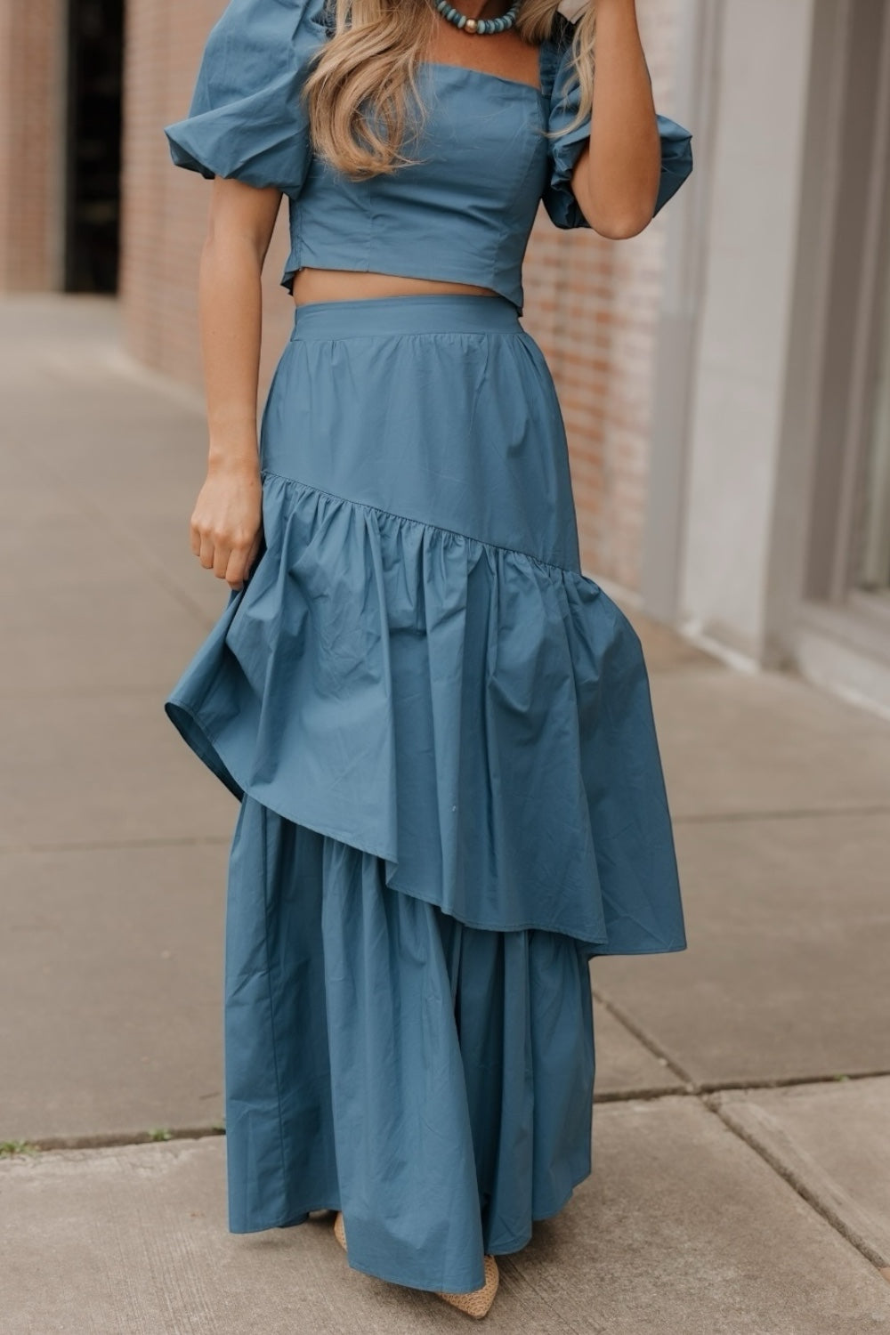 Debbie Deep Teal Poplin Skirt
