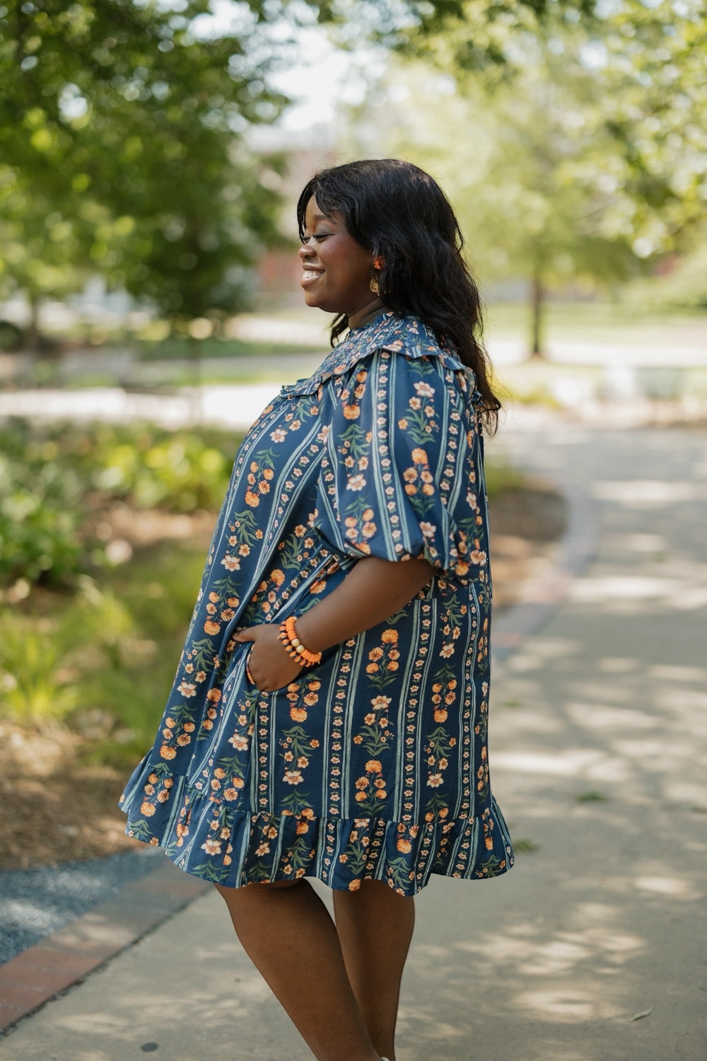 Melinda Navy Floral Mini Dress (S-3XL)