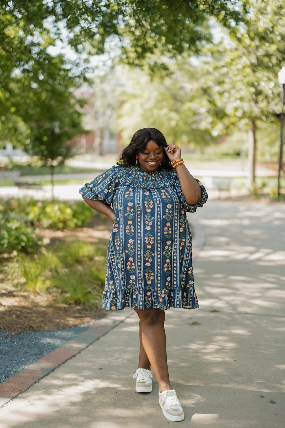 Melinda Navy Floral Mini Dress (S-3XL)