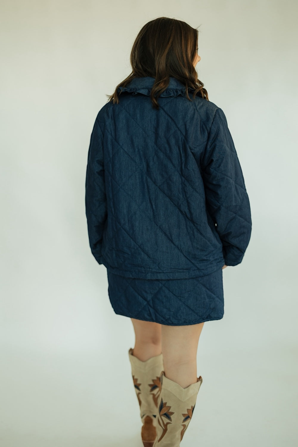 Dessi Quilted Denim Mini Skirt (XS-XL)