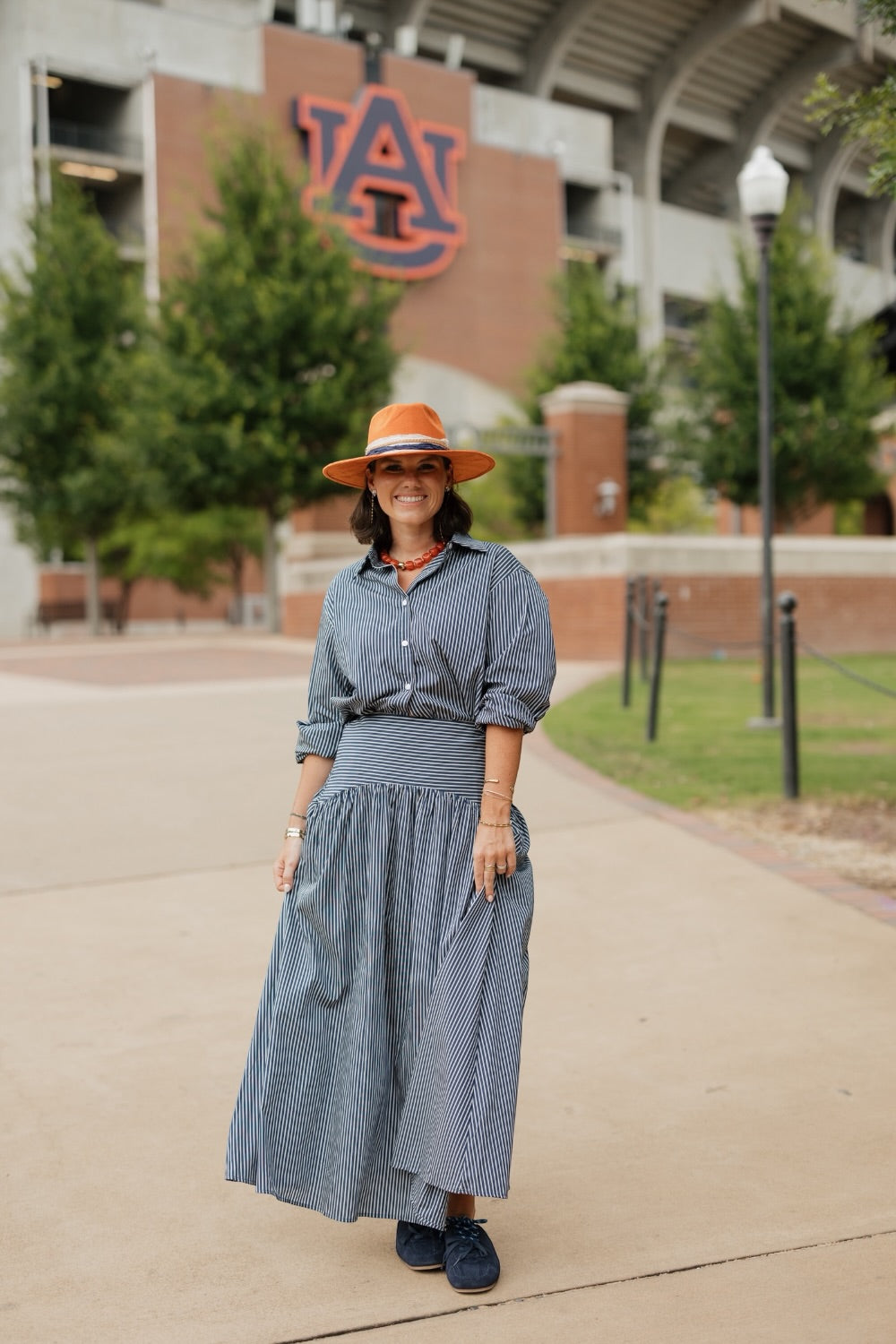 Blair Navy Stripe Curved Waist Maxi Skirt (XS-XL)