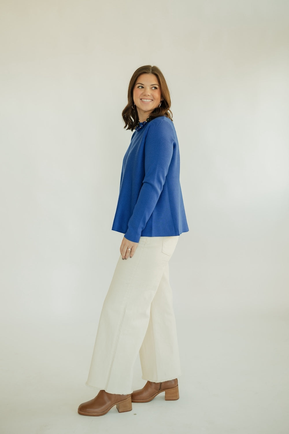 Blue Flared Knit Sweater (S-XL)