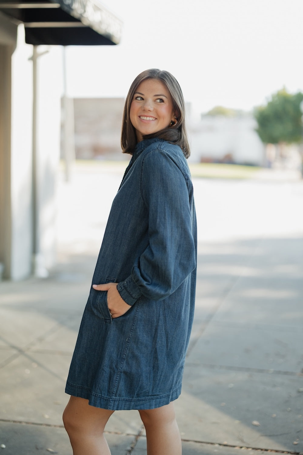 Daisy Dark Denim Collar Shirt Dress