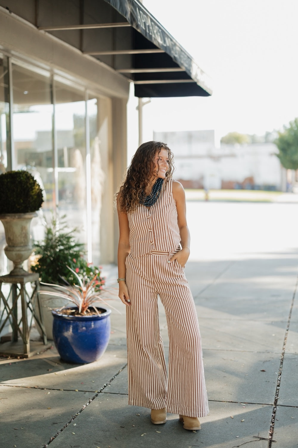 Stella Mocha Striped Wide Leg Pant