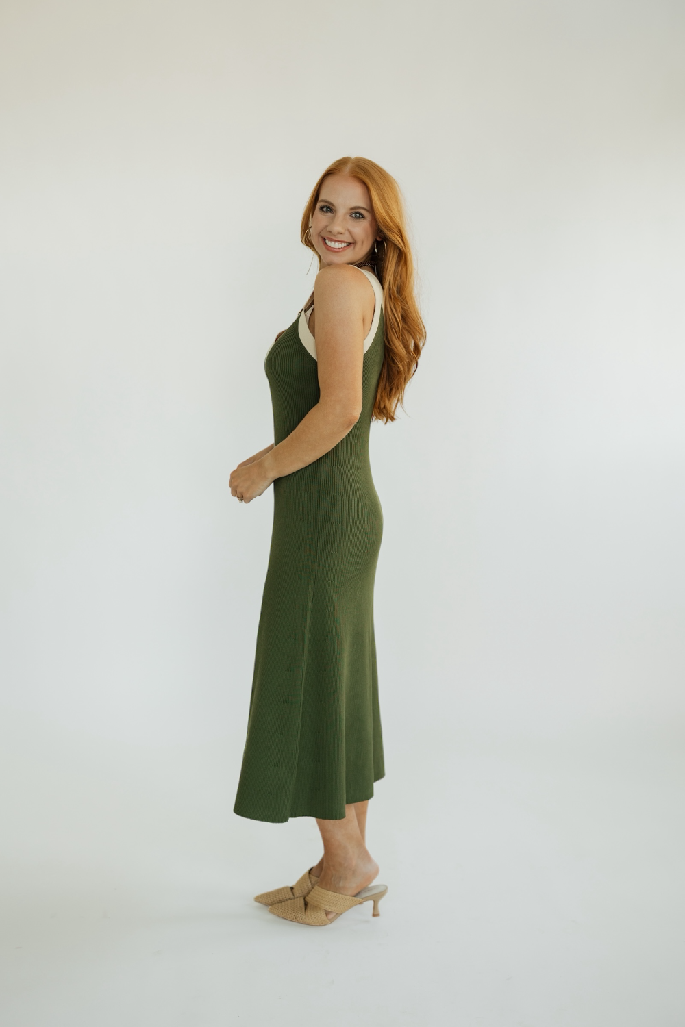 Analise Colorblock Olive Midi Dress