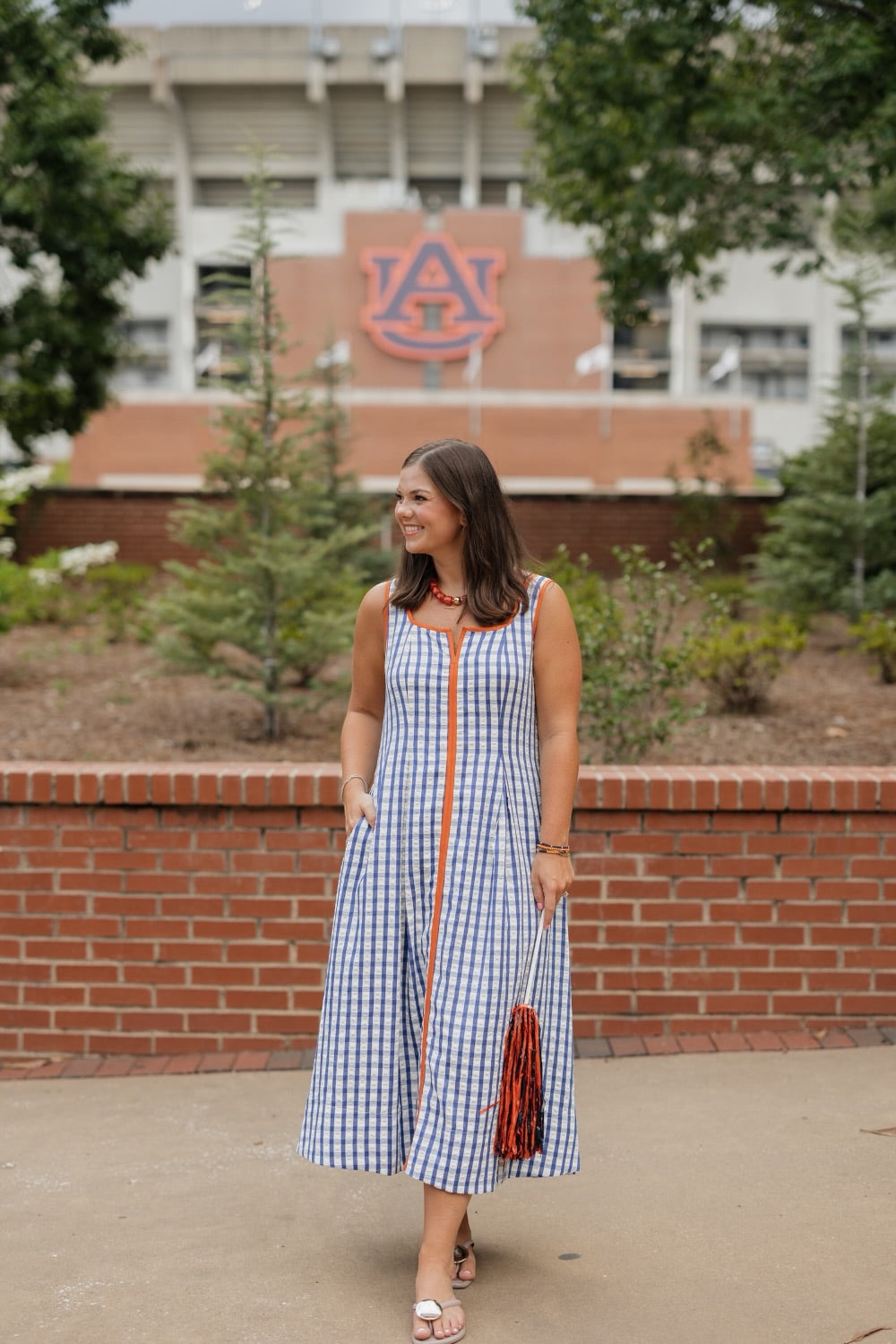 Gina Navy Gingham Dress