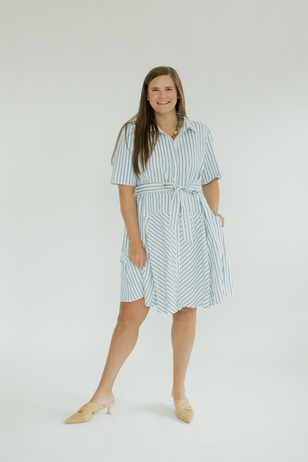Barb Striped Button Down Mini Dress (S-2XL)