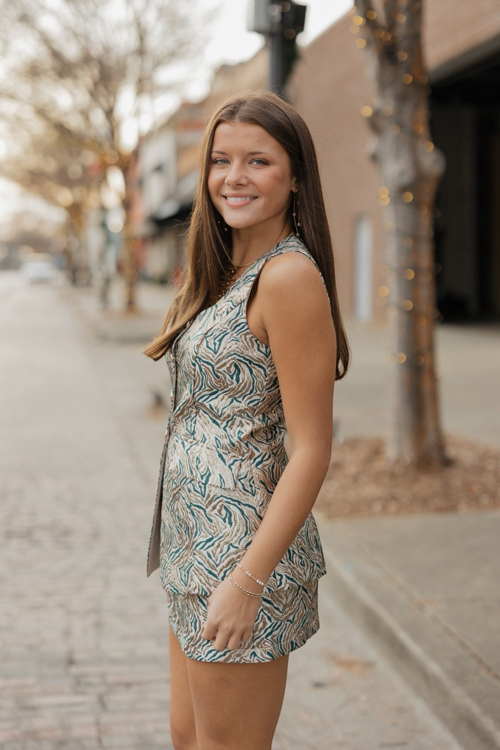 Angeline Zebra Jacquard Romper Set