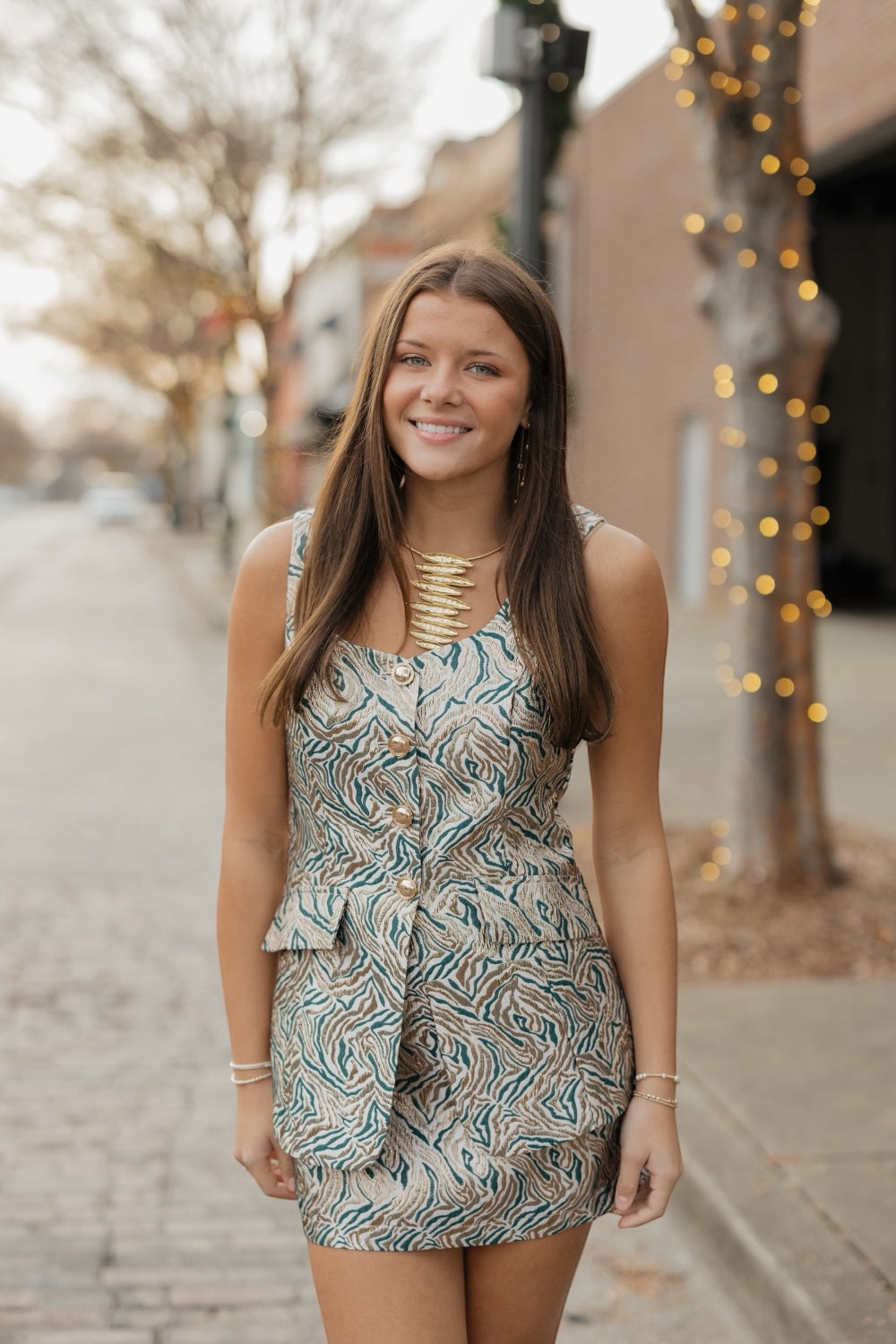 Angeline Zebra Jacquard Romper Set