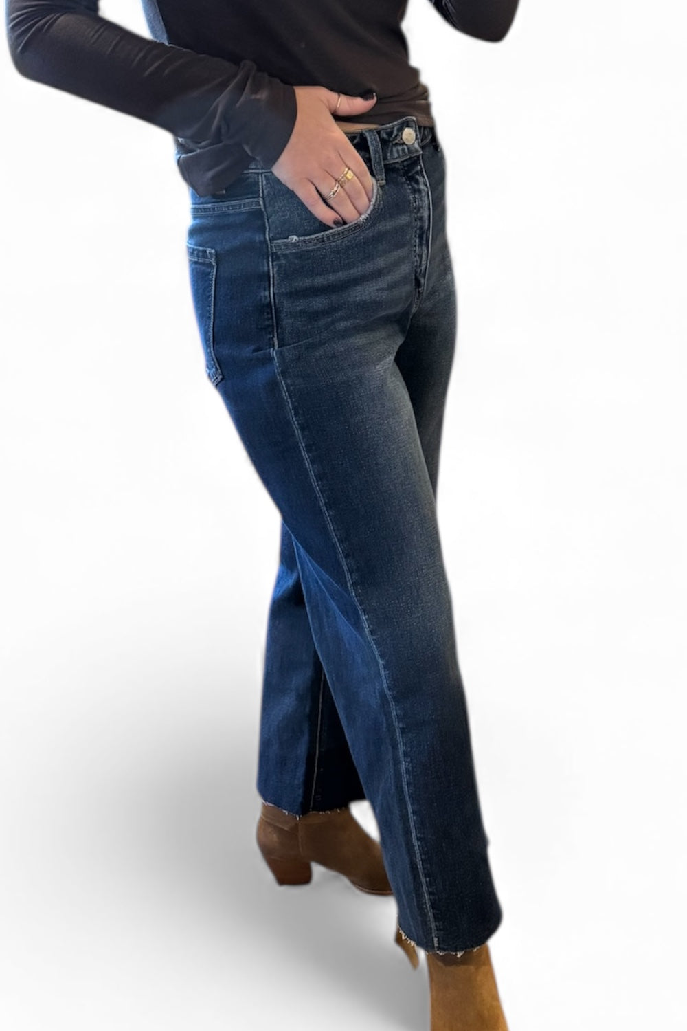 Super High Rise Dark Denim Wide Leg Crop (0-22)