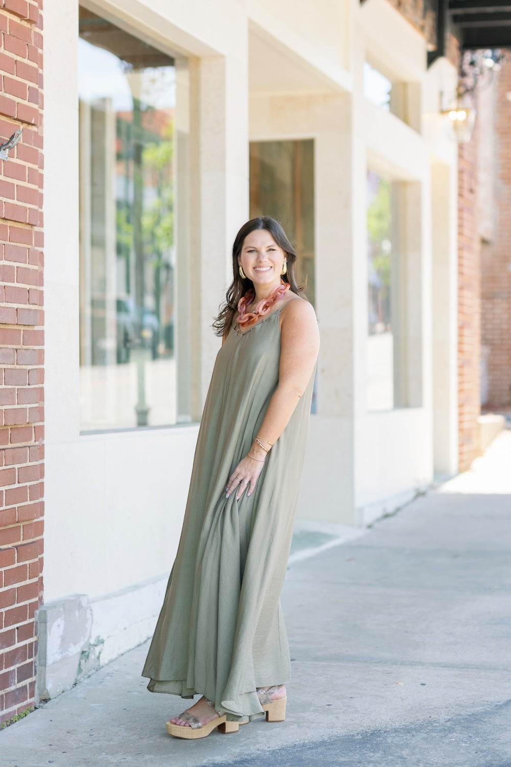Tanya Taupe Textured Woven Maxi Dress