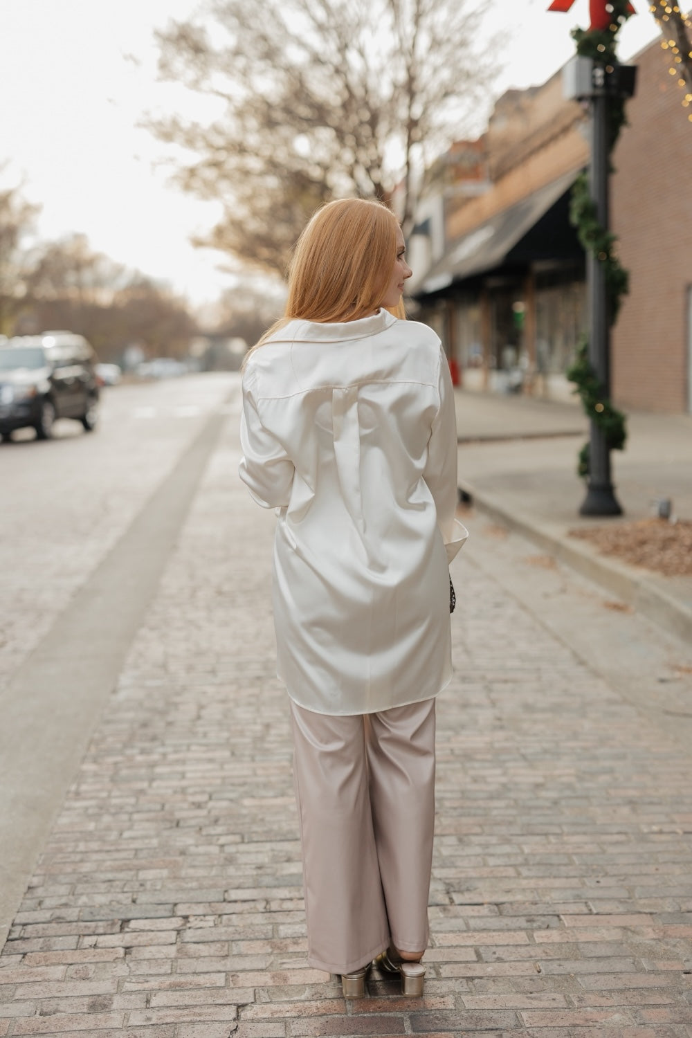 Marley Ivory Satin Button Down (S-3XL)