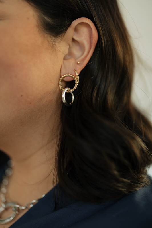 TwoTone Linked Circle Half Hoops